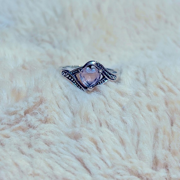 925 Sterling silver and rose quartz ring - Picture 2 of 3